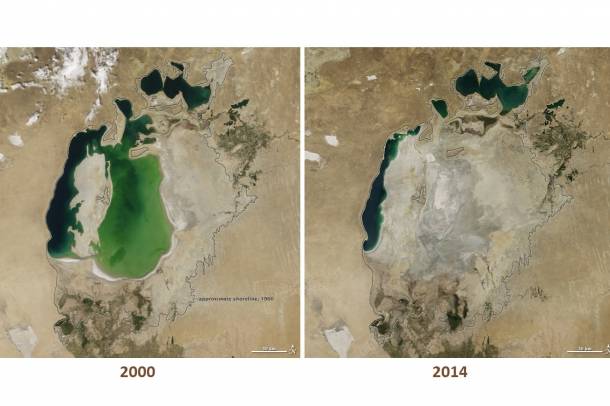 Aral-tó 2000-ben és 2014-ben
Forrás: www.flickr.com