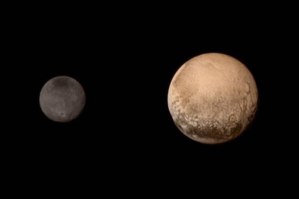 A Charon és a Pluto egy képen, így láthatóak a méretek is. A fotó illusztráció.
Forrás: NASA