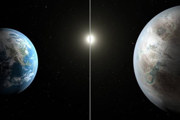 A Föld és a Kepler-452b
Forrás: NASA
Szerző: NASA/Ames/JPL-Caltech/T. Pyle