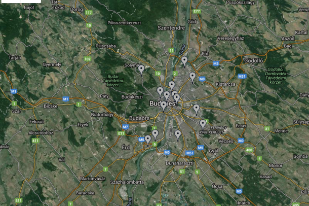 Automata mérőhálózat Budapesten
Forrás: www.levegominoseg.hu