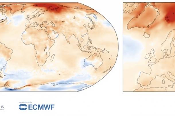 A levegő hőmérsékletének különbsége 2016-ban az 1981-2010-es időszakhoz képest
Forrás: ecmwf.prezly.com