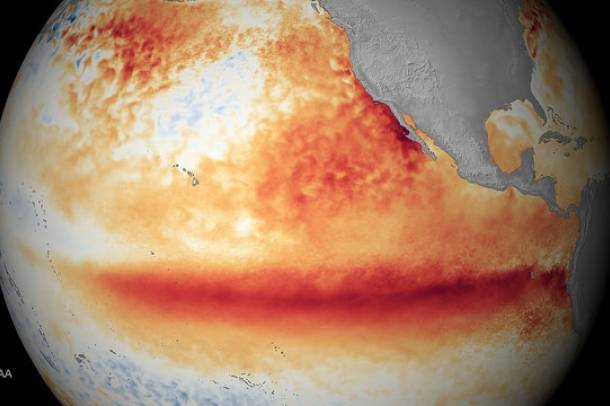 A 2015 novemberében kezdődött El Nino hőtérképe
Forrás: www.flickr.com