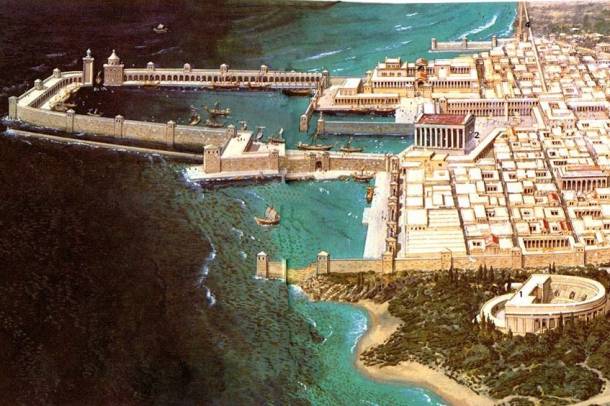 Festmény részlet Heródes egykori kikötővárosáról, Cézáreáról
Forrás: emp.byui.edu