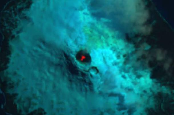 Műholdképen a Saunders-sziget Mount Michael vulkánja
Forrás: NASA Landsat 8