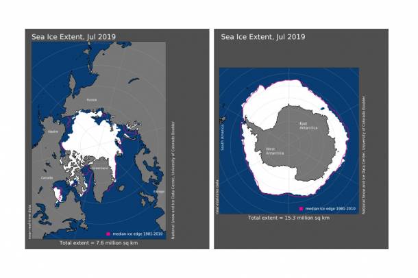 Egyre csökken a jég kiterjedése a két sarkvidéken
Forrás: www.ncei.noaa.gov
Szerző: NOAA