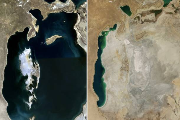 Az Aral-tó 25 év alatt (2014-re) szinte teljesen eltűnt
Forrás: commons.wikimedia.org