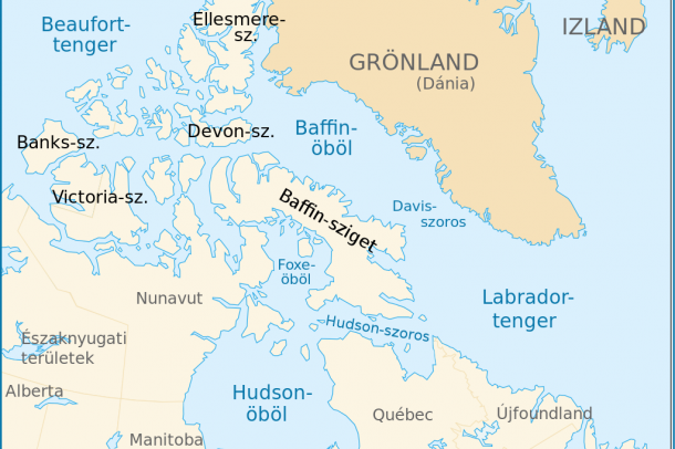 Grönland és környéke
Forrás: commons.wikimedia.org