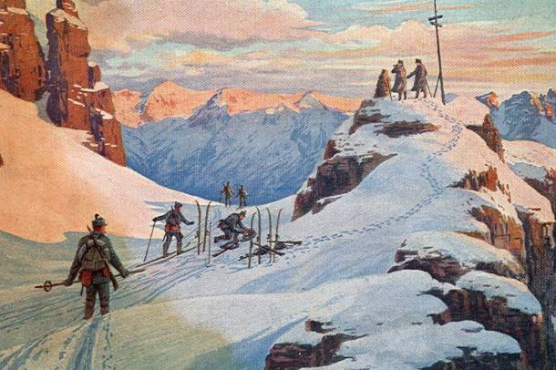 A tiroli csatát megörökítő képeslap (1916)
Forrás: en.wikipedia.org